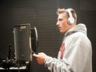 student in recording room