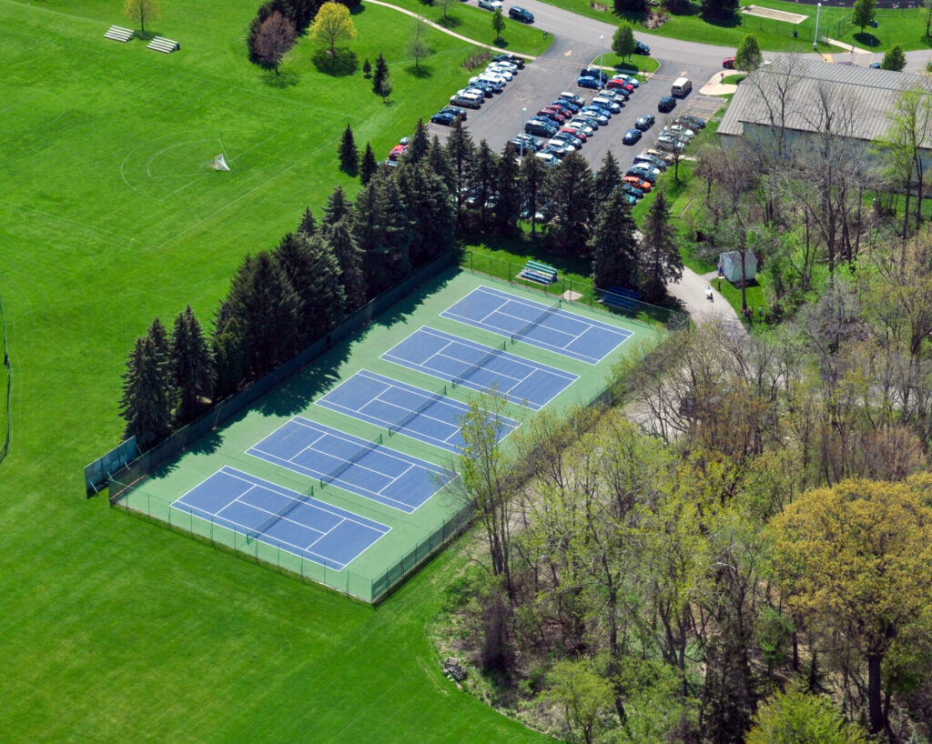 tennis court sky view