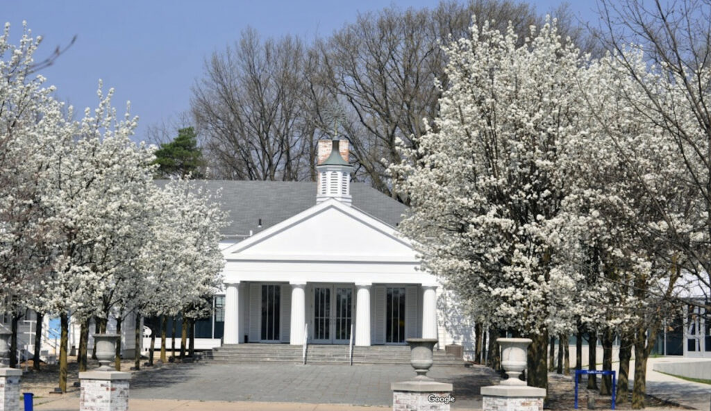 maumee valley campus with white trees