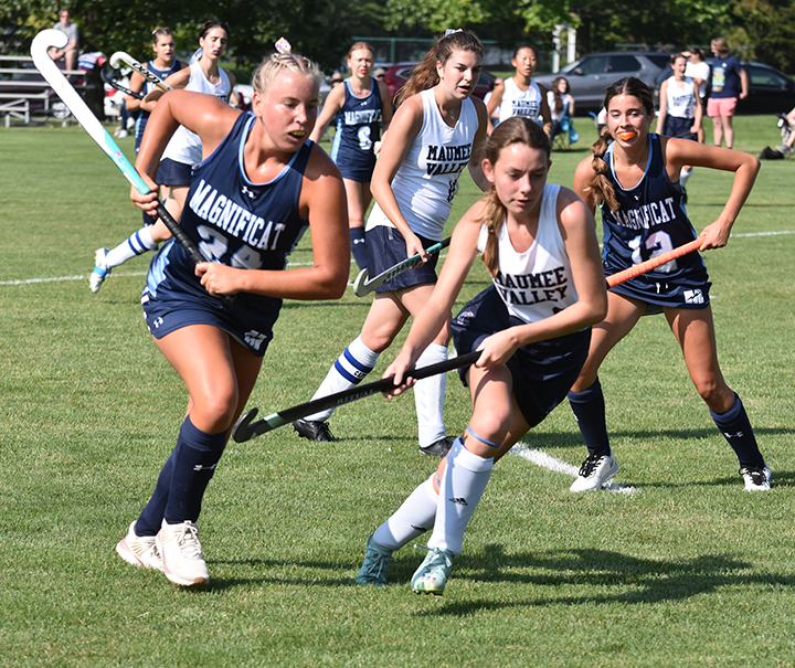 Hockey hierba femenino en acción