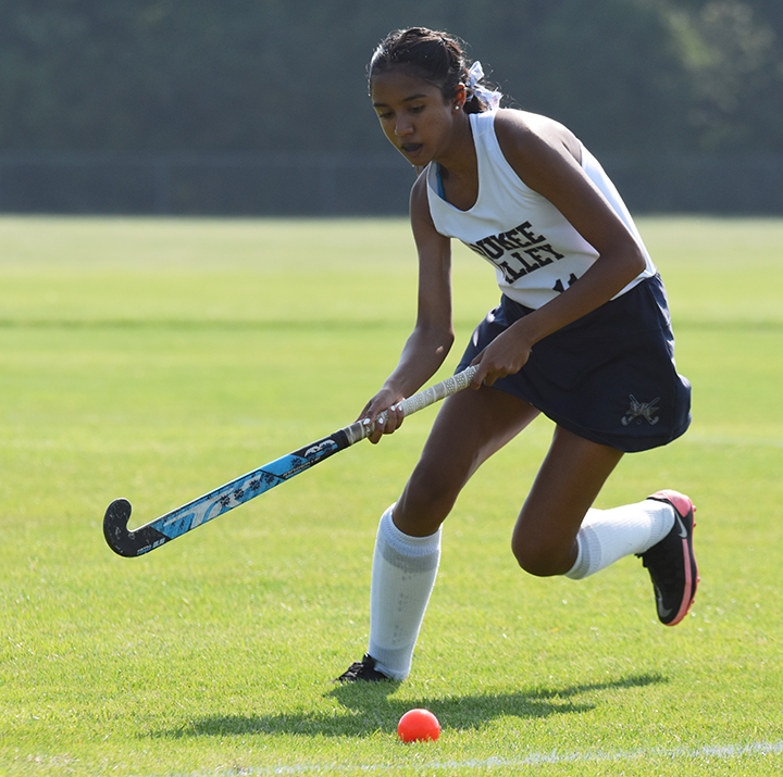 Le hockey sur gazon féminin en action